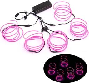 img 2 attached to 🎉 Vibrant and Flexible Pink EL Wire - Neon Glowing LED Cable with AA Battery Inverter for Halloween, Christmas, and DIY Party Decorations - 5m x 1m