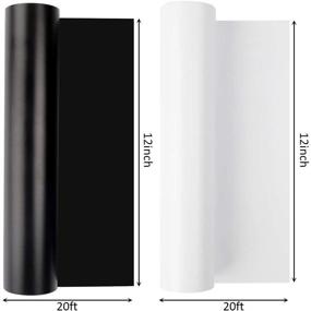 img 3 attached to SGHUO Постоянные клейкие виниловые рулоны, матовый черный и белый винил, 2 рулона по 12 дюймов х 20 футов с прозрачной трансферной бумагой.