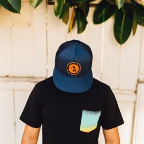 img 3 attached to 🧢 Stylish Everyday California 'Midway' Navy Blue Surf Hat with Vegan Leather Patch - Snapback Baseball Style Cap