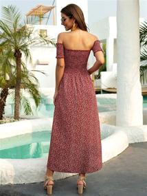 img 3 attached to Stylish and Trendy Floerns Shoulder Shirred Burgundy Women's Dress Collection