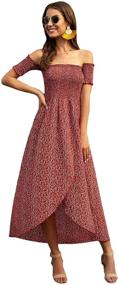 img 4 attached to Stylish and Trendy Floerns Shoulder Shirred Burgundy Women's Dress Collection