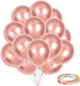 img 4 attached to 🎈 RECXKS Party Balloons: 60pcs 12inch Metallic Chrome Latex Thicken Rose Gold Balloons - Perfect for Baby Shower, Engagement, Wedding, Graduation, Birthday Party, Valentine's Day, Carnival