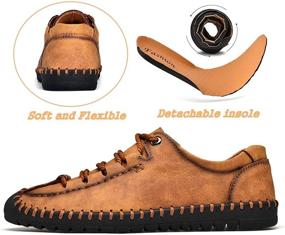 img 1 attached to 👞 Qiucdzi Handmade Lace-Up Loafers: Breathable Men's Shoes for Comfort and Style
