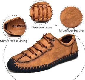 img 2 attached to 👞 Qiucdzi Handmade Lace-Up Loafers: Breathable Men's Shoes for Comfort and Style