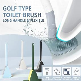 img 2 attached to Villich Silicone Golf Toilet Brush Set - Long Handle, No 🚽 Dead Corner, Flexible Head with Silicone Bristles - Compact Size for Storage (Blue)