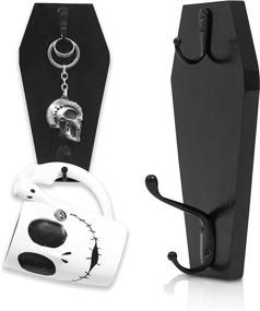 img 4 attached to Daytonightdecors - Large Gothic Coffin Key Holder - Indoor Bedroom, Bathroom, or Kitchen Wall Decor - Spooky Hanger for Hanging Mug, Keychain, Towel, Coat, Jewelry, and More - Black