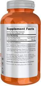 img 3 attached to 💪 Enhance Athletic Performance with NOW Sports Nutrition Arginine & Ornithine 500/250 mg Amino Acids - 250 Capsules