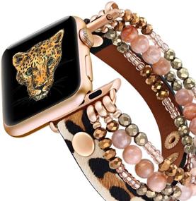 img 2 attached to 🐆 Шикарный ремешок для Apple Watch в стиле леопардовой расцветки для женщин / девочек - кожаный ремешок fastgo (38 мм / 40 мм)