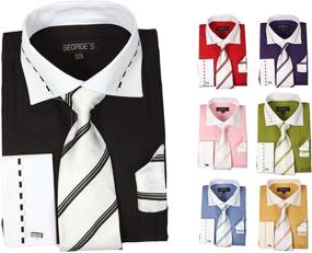 img 3 attached to 👔 Georges Two-Tone Matching AH621 Gold Men's Shirts - Size 17-17.25-2.34-2.35