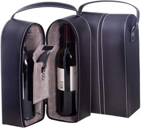 img 1 attached to Bey-Berk Leather Wine Bottle Carrier Caddy Travel Tote Bag & Tool Set,Black: The Ultimate Wine Enthusiast's Companion