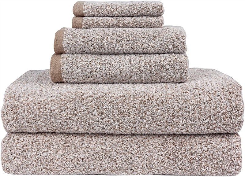 BrylaneHome 6 Piece 100% Cotton Terry Towel Set - 2 Bath Towels 2 Hand  Towels 2 Washcloths, Soft and Plush Highly Absorbent - Charcoal Black 