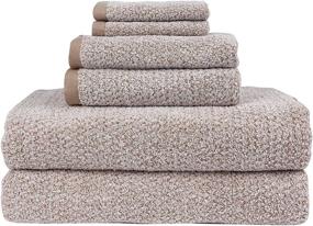 img 2 attached to 🛀 Recycled 6 Piece Bath Sheet Towel Set, Khaki (Light Brown) - Everplush Diamond Jacquard Towels, 2 Bath Sheet Towels, 2 Hand Towels, 2 Washcloths
