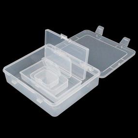 img 2 attached to Goodma 7-Piece Assorted Sizes Mini Clear Plastic Organizer Storage Box Containers with Hinged Lids for Small Items, Crafts, and More