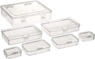 goodma 7-piece assorted sizes mini clear plastic organizer storage box containers with hinged lids for small items, crafts, and more logo