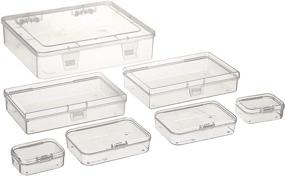 img 4 attached to Goodma 7-Piece Assorted Sizes Mini Clear Plastic Organizer Storage Box Containers with Hinged Lids for Small Items, Crafts, and More