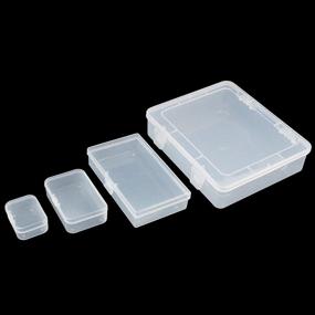 img 3 attached to Goodma 7-Piece Assorted Sizes Mini Clear Plastic Organizer Storage Box Containers with Hinged Lids for Small Items, Crafts, and More