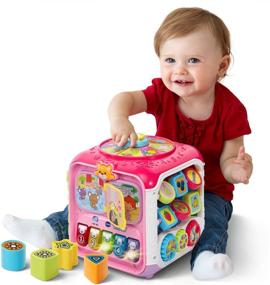 img 4 attached to 🧩 VTech Sort & Discovery Activity Cube - Pink (Frustration-Free Packaging)