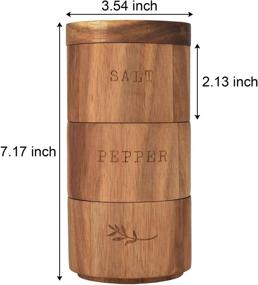 img 2 attached to 🧂 Stylish and Functional Acacia Wood Salt Pepper Shaker Set Cellar: 3-Piece Stackable Spice Box