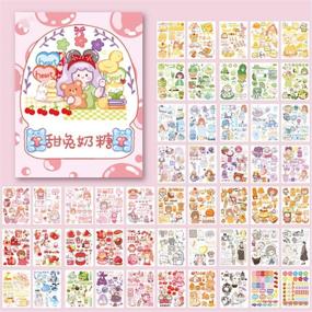 img 4 attached to 🌸 50 Sheets of Kawaii Washi Stickers: Cute Girl, Pets, Sweet Food, Drinks - Adhesive Labels for Scrapbooking, Journaling, Planners, Diaries, Albums, Letters