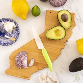 img 1 attached to 🌴 California State Shaped Bamboo Serving and Cutting Board with Hang Tie – Perfect for Wall Display