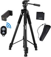 ultrapro 72-inch black heavy-duty camera tripod with universal smartphone mount and bluetooth remote control camera shutter for all smartphones, including ultrapro microfiber cleaning cloth logo