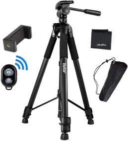 img 4 attached to UltraPro 72-Inch Black Heavy-Duty Camera Tripod with Universal Smartphone Mount and Bluetooth Remote Control Camera Shutter for All Smartphones, Including UltraPro Microfiber Cleaning Cloth