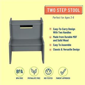 img 3 attached to Wildkin Wooden Step Stool Gray