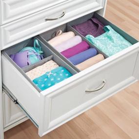 img 2 attached to 📦 mDesign Gray Soft Fabric Drawer and Closet Organizer Bin Set - Ideal for Lingerie, Bras, Socks, Leggings, Clothing, Purses, Scarves - Pack of 12