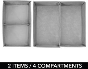 img 1 attached to 📦 mDesign Gray Soft Fabric Drawer and Closet Organizer Bin Set - Ideal for Lingerie, Bras, Socks, Leggings, Clothing, Purses, Scarves - Pack of 12