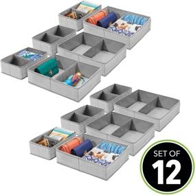 img 3 attached to 📦 mDesign Gray Soft Fabric Drawer and Closet Organizer Bin Set - Ideal for Lingerie, Bras, Socks, Leggings, Clothing, Purses, Scarves - Pack of 12