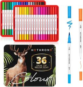 img 3 attached to 🎨 HETHRONE Dual Brush Pen Art Markers: Ideal Coloring Tool for Kids & Adults - 36 Vibrant Colors for Manga, Calligraphy, and Hand Lettering