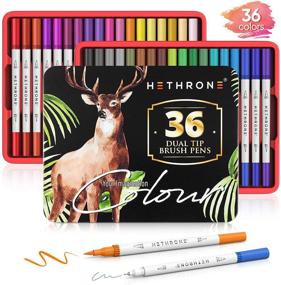 img 4 attached to 🎨 HETHRONE Dual Brush Pen Art Markers: Ideal Coloring Tool for Kids & Adults - 36 Vibrant Colors for Manga, Calligraphy, and Hand Lettering