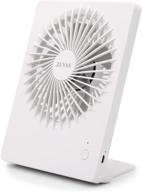 💨 white zuvas desk fan - battery operated rechargeable 180° tilt folding personal fan - ultra quiet & small portable fan - 3 speed adjustable strong wind - usb fan for office, bedroom, home, desktop, camping logo