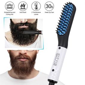 img 3 attached to Heated Beard Brush Straightener - Achieve Smooth & Stylish Beards, Best Dad Gift (White)