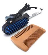 heated beard brush straightener - achieve smooth & stylish beards, best dad gift (white) logo