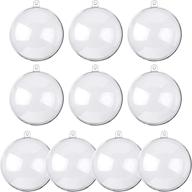 🎄 hysagtek 10 sets 80mm diy clear fillable christmas ornaments balls - clear plastic baubles for christmas decoration - party supplies (round shape) логотип