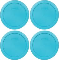 🥘 convenient pyrex bundle: 7201-pc 4-cup surf blue plastic food storage lids - 4 items set логотип