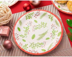 img 2 attached to Christmas Holly Party Bundle - Plates, Napkins, Cups, Cutlery (24 Pack, 144 Pieces) - Enhancing Holiday Celebrations with Festive Decor