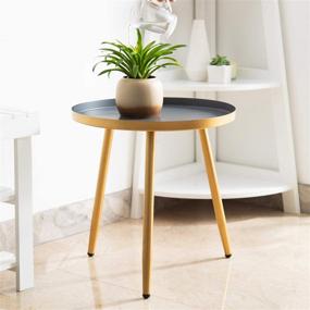 img 1 attached to 🌟 Metal Side Table, Small Round End Table, Nightstand for Living Room, Affordable Accent Tables, Space-Saving Side Table, Gold & Gray - AOJEZOR