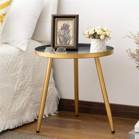 img 2 attached to 🌟 Metal Side Table, Small Round End Table, Nightstand for Living Room, Affordable Accent Tables, Space-Saving Side Table, Gold & Gray - AOJEZOR