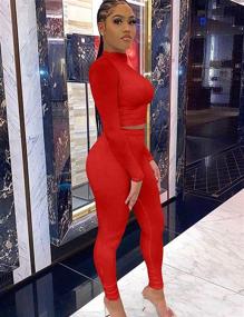 img 2 attached to Stylish Women's Workout Tracksuit: 2-Piece Long Sleeve Crop Top and High Waist Legging Pants Set