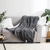 🔥 eheyciga grey heated blanket throw electric 50 x 60 inches - super cozy fluffy sherpa electric throw with 5 heating levels, 3 hours auto off, fast heating machine washable for couch logo