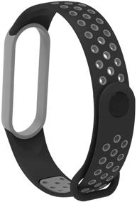 img 2 attached to RYTECH Straps Bracelet for Xiaomi Mi Band 5 - Soft Silicone Replacement Band - Adjustable Sport Smart Wristband - Black & Grey - Soft, Beautiful, Comfortable