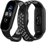 rytech straps bracelet for xiaomi mi band 5 - soft silicone replacement band - adjustable sport smart wristband - black & grey - soft, beautiful, comfortable logo