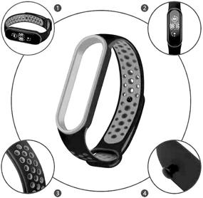 img 1 attached to RYTECH Straps Bracelet for Xiaomi Mi Band 5 - Soft Silicone Replacement Band - Adjustable Sport Smart Wristband - Black & Grey - Soft, Beautiful, Comfortable
