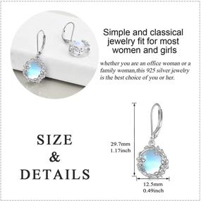 img 1 attached to 💎 Sterling Silver Leverback Moonstone Filigree Teardrop Dangle Earrings: Stylish Jewelry for Women and Girls