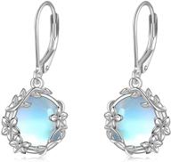 💎 sterling silver leverback moonstone filigree teardrop dangle earrings: stylish jewelry for women and girls logo