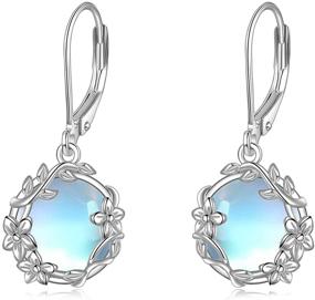 img 4 attached to 💎 Sterling Silver Leverback Moonstone Filigree Teardrop Dangle Earrings: Stylish Jewelry for Women and Girls