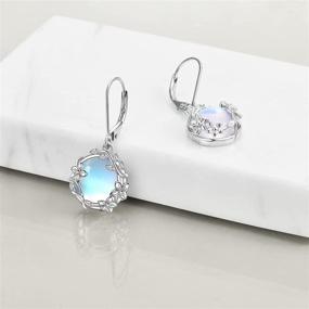 img 3 attached to 💎 Sterling Silver Leverback Moonstone Filigree Teardrop Dangle Earrings: Stylish Jewelry for Women and Girls