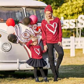 img 1 attached to ❤️ Heart Printed Sweatshirt Valentine's Day Pullover Top for Mommy and Me Outfits at PopReal